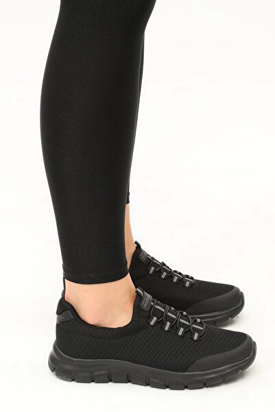 WALKWAY Flexible Siyah-siyah Unisex Bağcıksız Yürüyüş Ayakkabı