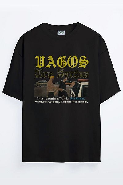 Grove Fashion Tricou oversize unisex cu imprimeu Gta San Andreas Vagos Gang Conflict