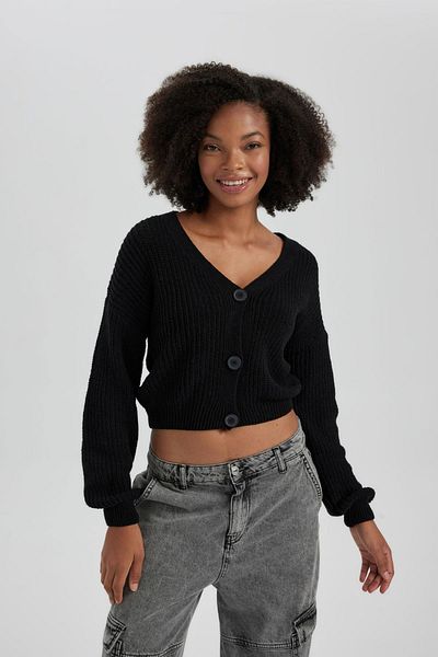 DeFacto Strickjacke mit V-Ausschnitt und normaler Passform