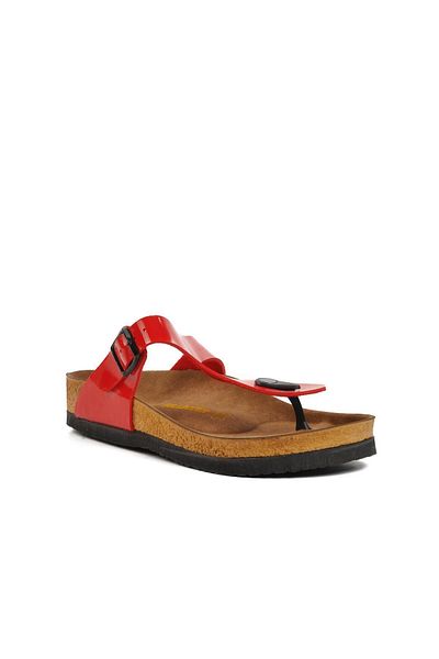 Bulldozer 221303 Red Patent Leather Flip Flops Women's Cork Slippers