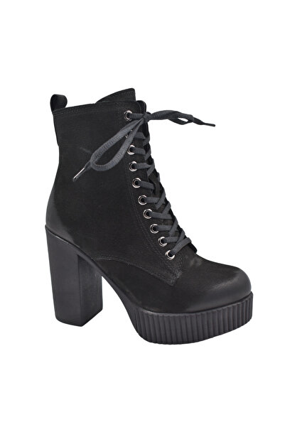 Impero Siyah Nubuk Yüksek Kalın Topuklu Bot