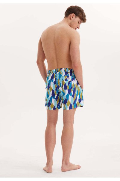 WESTMARK LONDON Turquoise Geometric Printed Regular Fit Men's Swim Shorts Wmgeometric