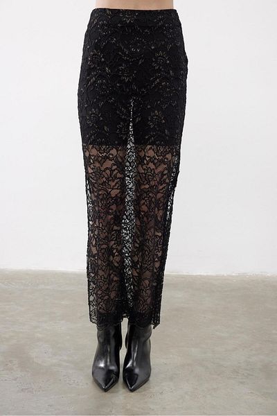 Juste Studio Gilded Lace Black Maxi Skirt
