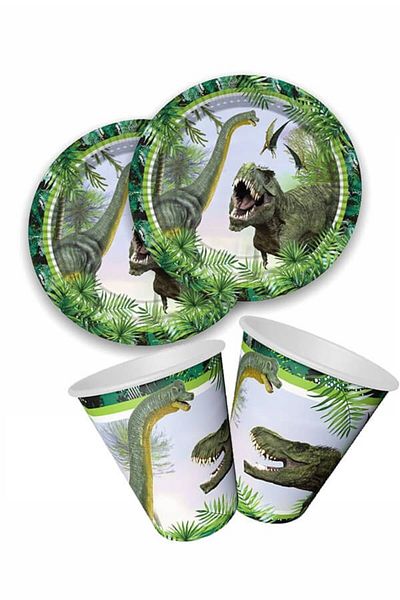 Partifabrik Jurrasic Dinosaur Plate Glass Set 8 Pcs