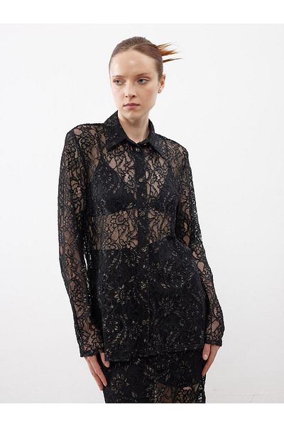 Juste Studio Gilded Lace Black Shirt