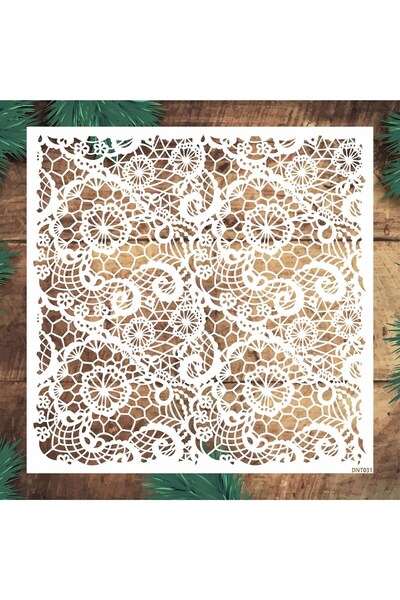 STENCİLTASARIM Stencil Tasarım DNT031 Dantel- Dekoratif Duvar, Eşya, Fayans,K...