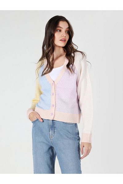 Colin's Regular Fit Patterned Multicolored Women's Cardigan