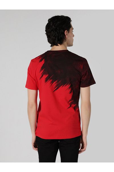 Colin's Men's Red Crew Neck Printed Short Sleeve T-Shirt - Regular Fit Cl 1062530