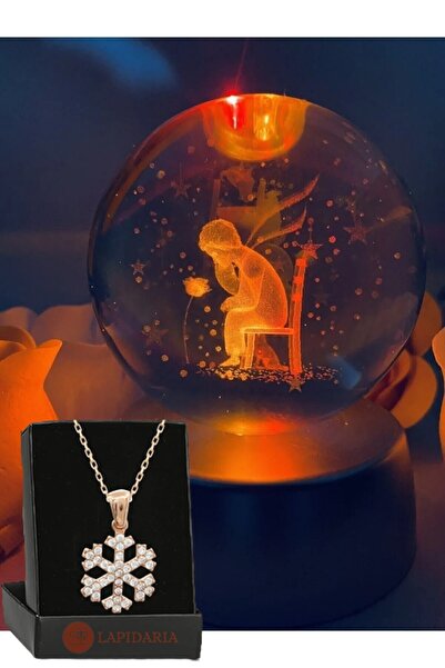 Lapidaria Düşünen Çocuk Küçük Prens Gül Figürlü Işıklı Cam Küre ve Kartanesi ...