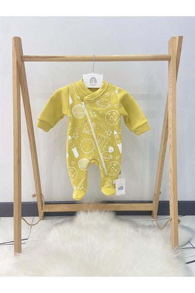 Ümranbaby Unisex Space Patterned Fleece Zippered Baby Jumpsuit