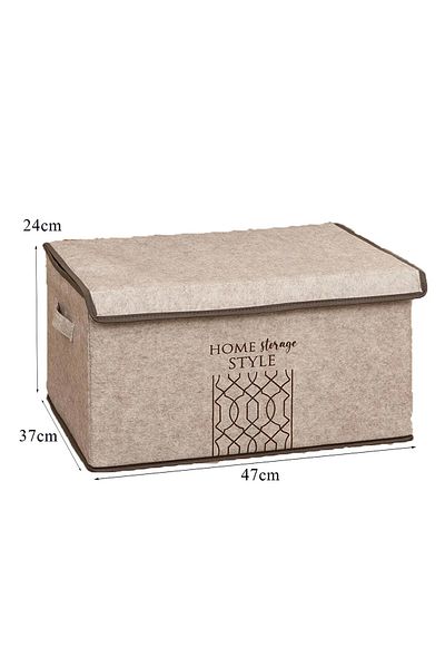 Emir-AYDIN 3 PCS Multi-Purpose Maxi Box with Felt Lid Storage Pouch 47x37x24cm