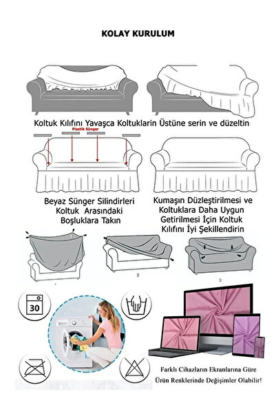 E BAHAR Likrali 3+3+1+1 Lastikli Koltuk TAKIMI Kılıfı. Çekyat Koltuk Örtüsü Streç Esnek kanepe kılıfı