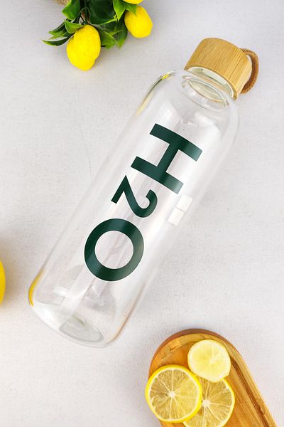 Digithome H2o Glass Flask with Bamboo Lid 1000 ml - H2o75372 C1-1-18