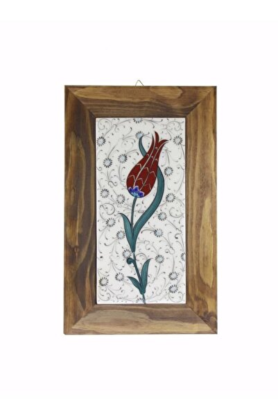 OTANTİK ÇİNİ Haliç Zemin Lale Dekorlu Dekoratif Çini Çerçeveli Tablo 18x28 Cm