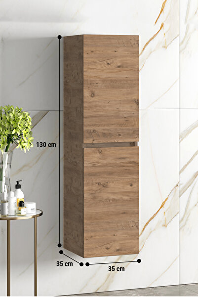 ÖZCEDEN Yıldız 35*130 Cm Atlantik Çam MDF Asma Banyo Boy Dolabı
