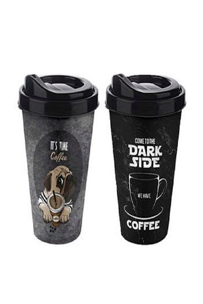 Kazanabil 2-PIECE COFFEE PLASTIC THERMOS GLASS 400ML