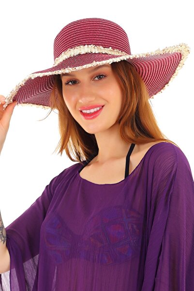 Deafox Burgundy Women's Straw Hat