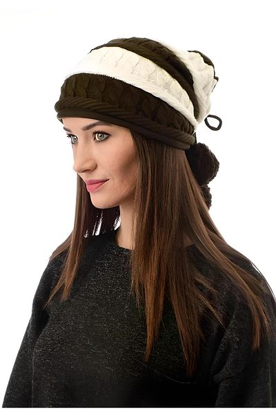 Groppa Women's Patterned Winter Knitwear Pompom Beret
