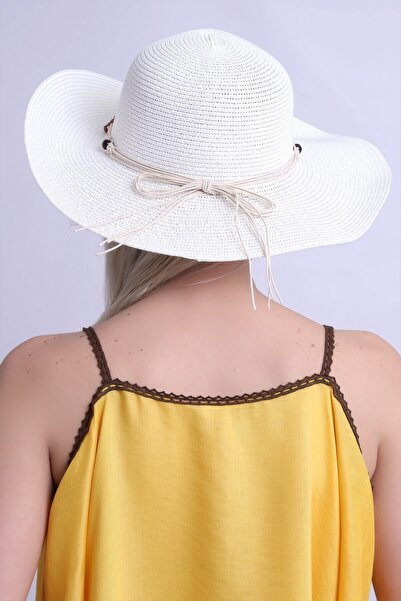 Deafox White Straw Beach Hat