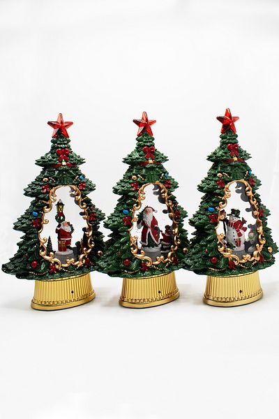 Waldern Decorative Pine Tree Snow Globe Snowman Christmas Ornament 37cm