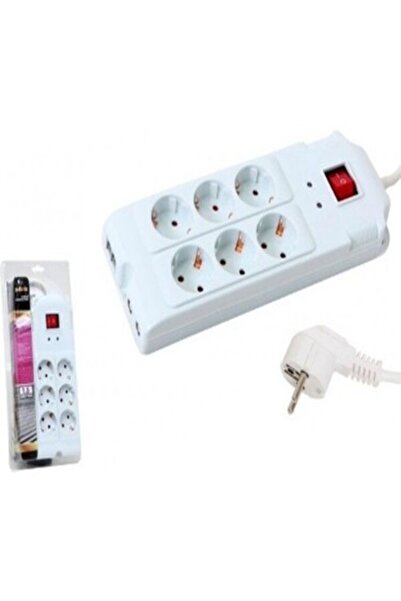 S-LINK SPG77-6-15 1.5m 6'li Akım Korumalı Beyaz Priz Çoklayıcı Uzatma