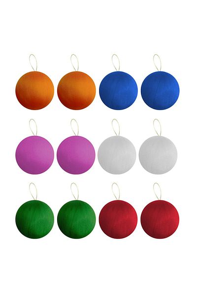 Kazanabil Set of 6 Mixed Color Glitter Balls New Year Tree Ornament 4cm