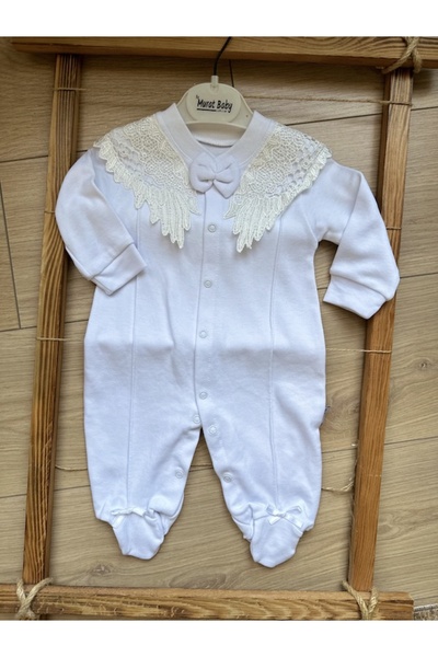 Murat Baby OMUZ DETAYLI MELEK KANATLI ÇITÇITLI PATİKLİ KIZ BEBEK TULUM