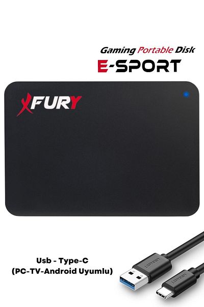 FURY محرك أقراص خارجي محمول E-sport بسعة 500 جيجابايت - متوافق مع الكمبيوتر الشخصي والتلفزيون وأجهزة Android