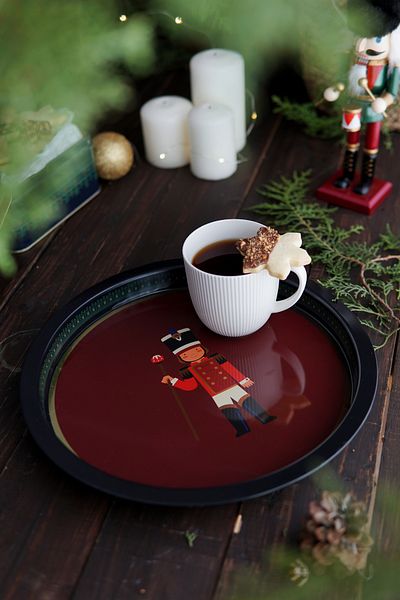 EVLE New Year Themed Metal Tray, 31.5 Cm Ez197-1r