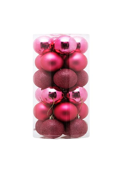party mix 6 cm Christmas Tree - 24 Pink Color Christmas New Year Balls