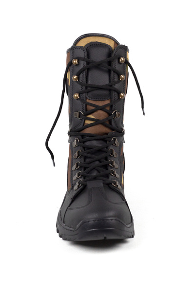 Mida Shoes Bağcıklı Siyah Kamuflaj Deri Askeri Erken Postal Bot