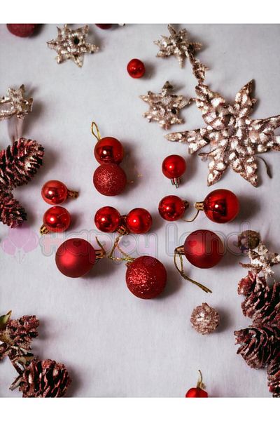 Happyland Christmas Tree Ornament 12pcs Red Christmas Ball Set 6pcs 4cm 6pcs 3cm Christmas Ball