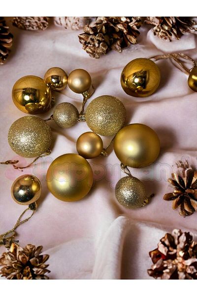 Happyland Christmas Tree Ornament 12pcs Gold Christmas Ball Set 6pcs 4cm 6pcs 3cm Christmas Ball