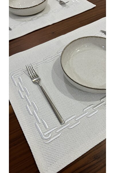 Moca Home 2'li Kabartmalı Nakışlı Amerikan Servis