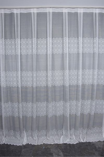 AKÇA TEKSTİL KDK 1420 PATTERN BROKEN WHITE COLOR SINGLE WING Ready Planted Pleated Background Curtain 300*260 Cm