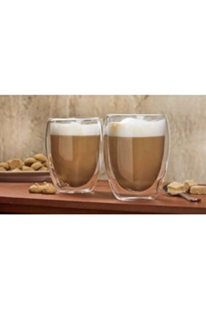 M Mimoza Park 2 Pieces of Espresso Cups New Design Double Wall Cup 300 ml Office Home Cup / Espresso