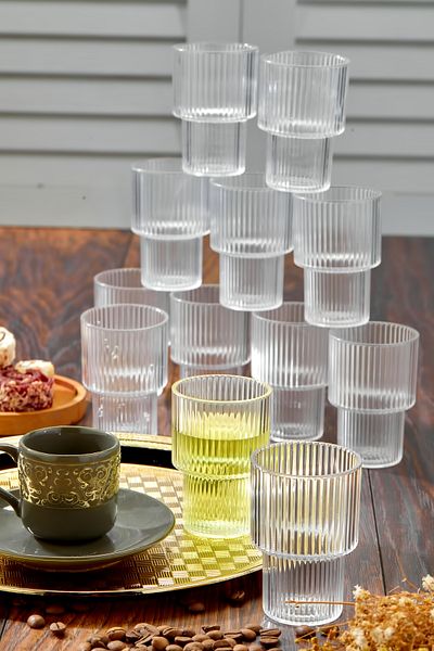 FBZhome 12 bucăți Crystal Mica cafea cu apă laterală ceașcă Pinterest model ceașcă 100 cc (nu sticlă)