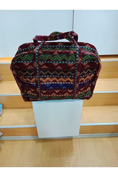 NUR TEKSTİL Kadın bordo Desenli Orijinal Dokuma Kilim Desenli Etnik-otantik Y...