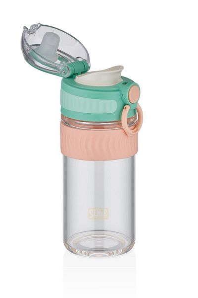 Vagonlife TKK 400ml Green Silicone Body Lockable Glass Water Bottle - Comfortable Drinking