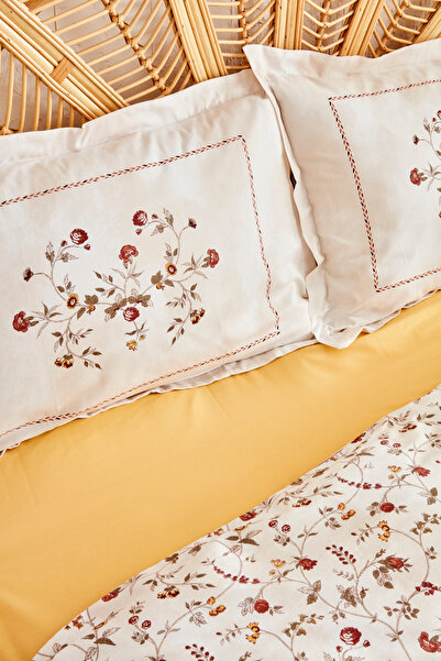 Karaca Home Mita Burgundy Double Duvet Cover Cotton Blanket Set