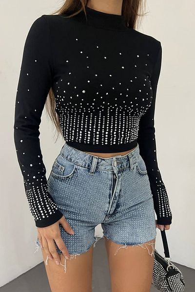 lovebox Dámská košile s dlouhým rukávem a potiskem kamene s dlouhým rukávem 10978