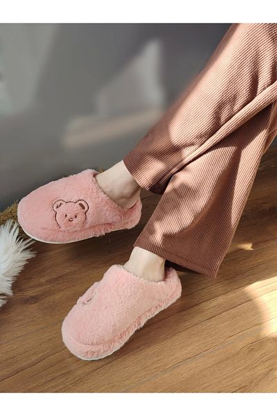 Behtah Kundura Plush Women's Home Slippers - With Dowry and Bundle Detail, Noiseless Thick Sole