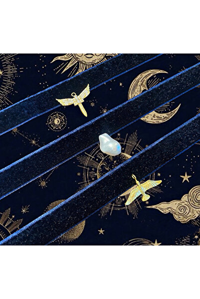 Jovela Lacivert kadife üzüm choker tasma kolye