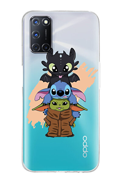 Magic Ring Oppo A52/A72/A92 Uyumlu Sevimli Baby Yoda ve Stitch Desenli Şeffaf...