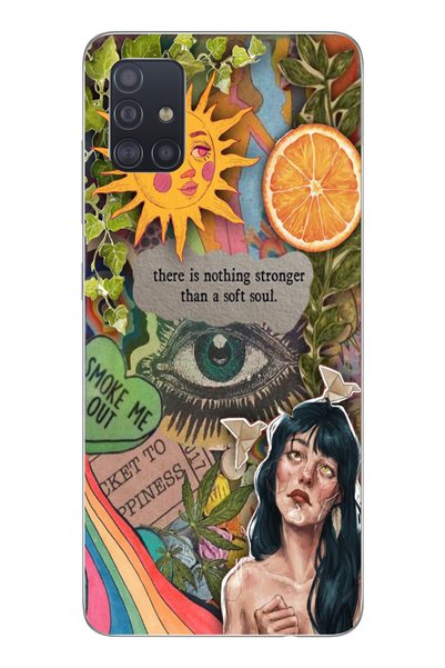 Magic Ring Samsung Galaxy A51 Compatible Vintage Collage Patterned Transparen...