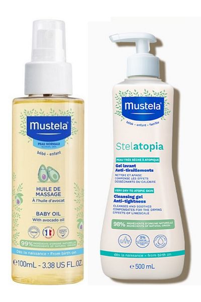 Mustela Mustela Stelatopia Baby Care Massage Oil - 100ml and 500ml Cleansing Gel