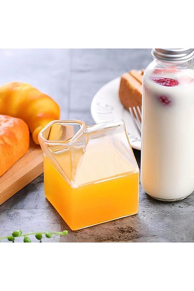 Yenigeldi قطعة واحدة من علبة حليب الكوكتيل المقاومة للحرارة على شكل كوب زجاجي من البورسليكات