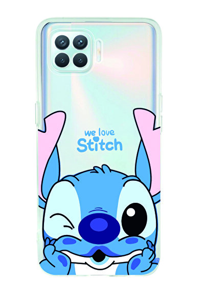 Magic Ring Oppo Reno 4 Lite Uyumlu We Love Stitch Desenli Şeffaf Telefon Kılıfı