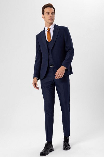 SÜVARİ Slimfit Dobby Vest Suit
