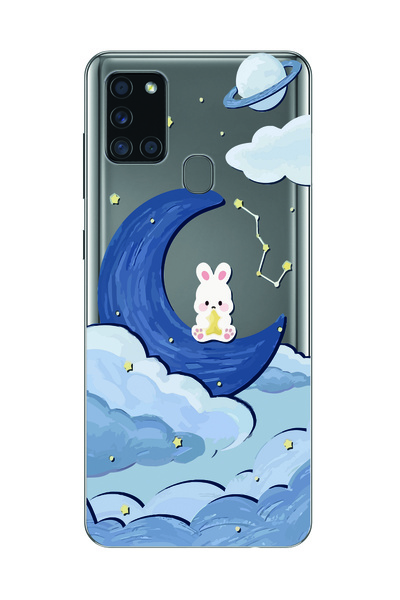 Magic Ring Samsung Galaxy A21S Uyumlu Sevimli Ayıcık Desenli Şeffaf Telefon K...